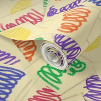 Small - Crayon Art Scribbled Tornadoes in Primary and Secondary Colors on Manila Paper