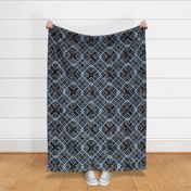 Cheater Quilt Carpenters Square Pattern Black Blue Grey