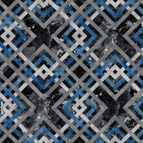 Cheater Quilt Carpenters Square Pattern Black Blue Grey