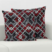 Cheater Quilt Carpenters Square Pattern Black Red Grey