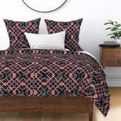 Cheater Quilt Carpenters Square Pattern Black Red Grey