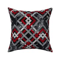 Cheater Quilt Carpenters Square Pattern Black Red Grey