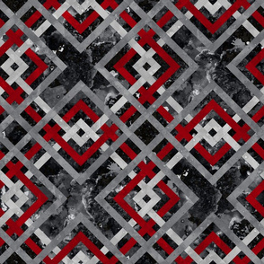 Cheater Quilt Carpenters Square Pattern Black Red Grey