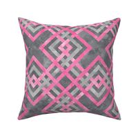 Cheater Quilt Carpenters Square Pattern Grey Pink