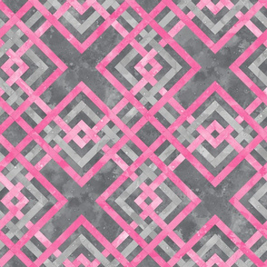 Cheater Quilt Carpenters Square Pattern Grey Pink