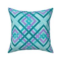 Cheater Quilt Carpenters Square Pattern Lilac Aqua