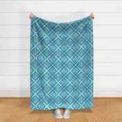 Cheater Quilt Carpenters Square Pattern Lilac Aqua