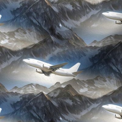 aircraft over mountains - painting effect