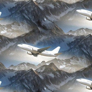 aircraft over mountains - painting effect