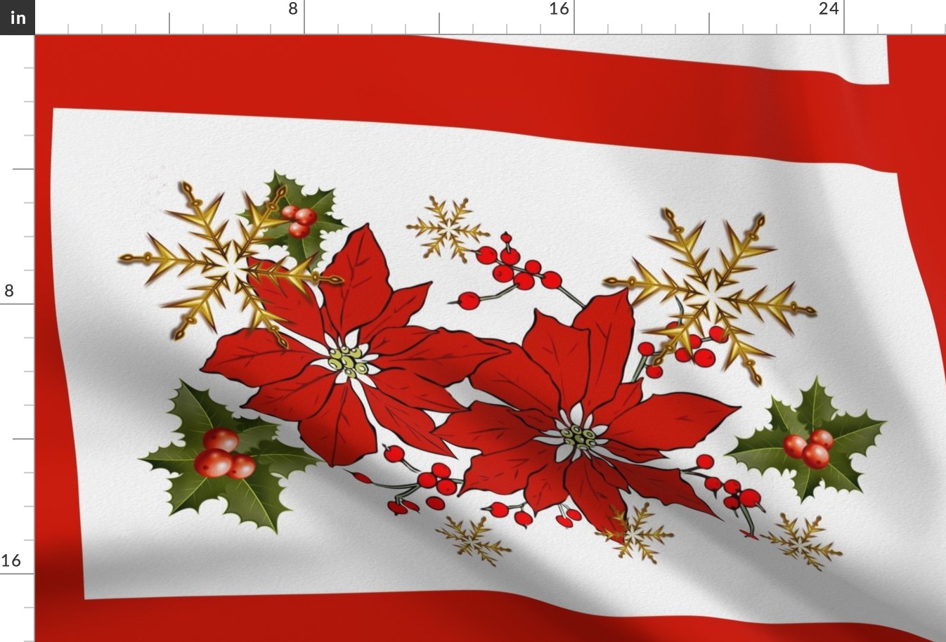 poinsettia - tea towel - panel