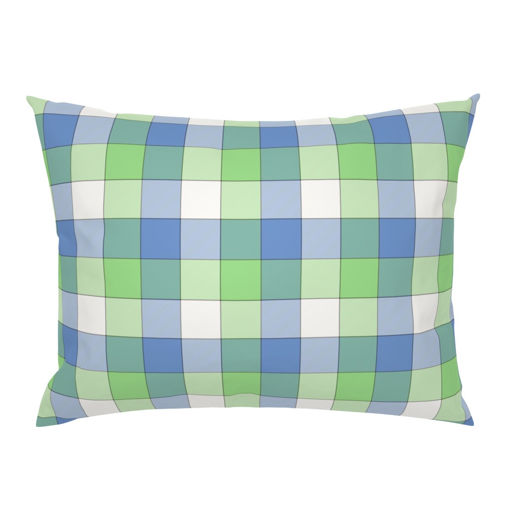 paneled tartan - 6" - fifties blue, green and pearl grey