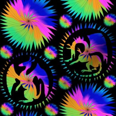 Bright Rainbow Spiral Dragons