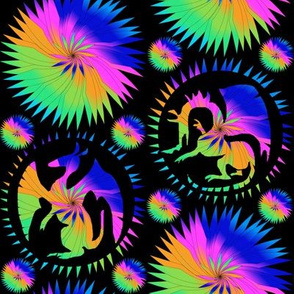 Bright Rainbow Spiral Dragons