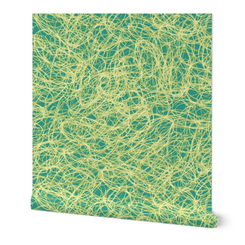 chalk scribbles - green tea on teal