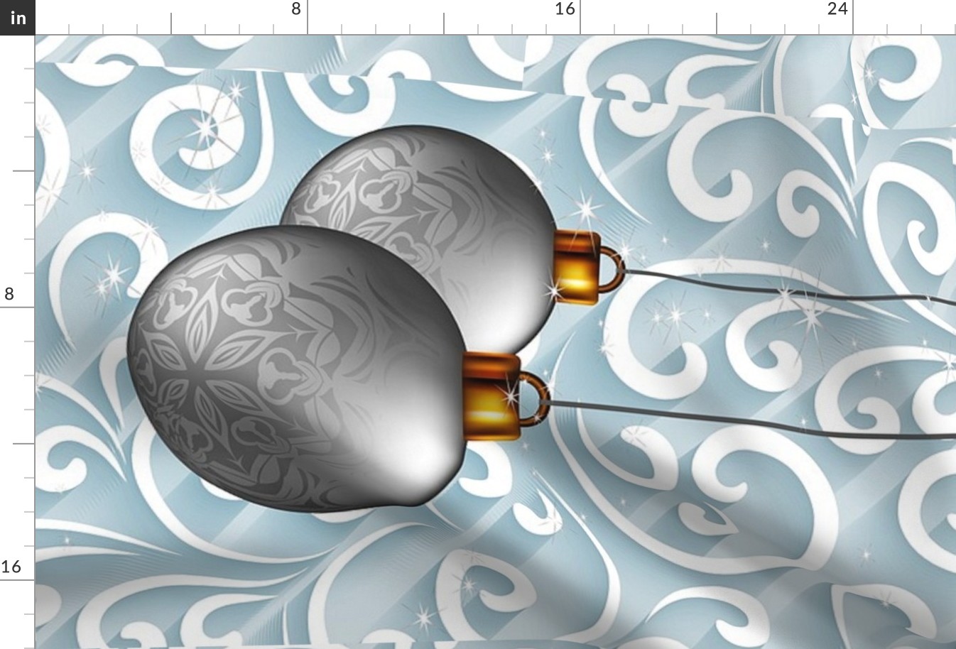 christmas baubles - tea towel - panel