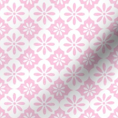 Retro Quatrefoil Floral Pink