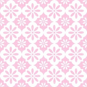 Retro Quatrefoil Floral Pink