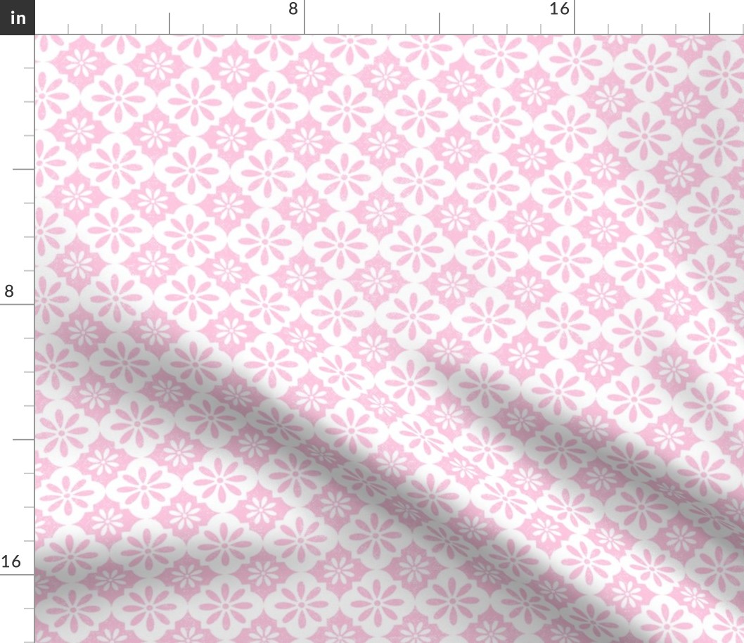 Retro Quatrefoil Floral Pink