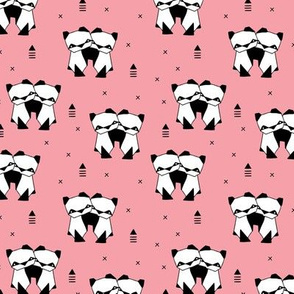 Origami animals cute panda geometric triangle and scandinavian style print black and white pink SMALL