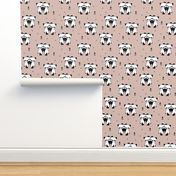 Origami animals cute panda geometric triangle and scandinavian style print black and white gender neutral beige SMALL