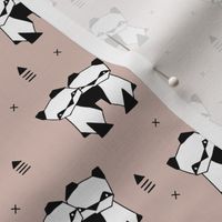 Origami animals cute panda geometric triangle and scandinavian style print black and white gender neutral beige SMALL