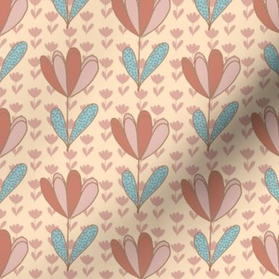 Prairie Autumn Tulips on Stenciled Adobe