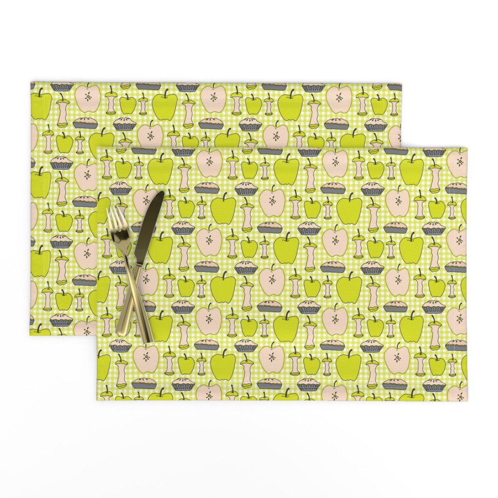 16-13P Yellow Green Apple Pie Gingham || Back to School Fruit Food Teacher Check American Lime Gray grey _Miss Chiff Designs