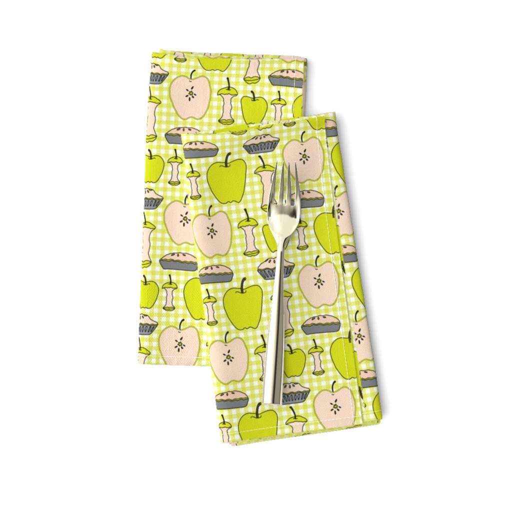 16-13P Yellow Green Apple Pie Gingham || Back to School Fruit Food Teacher Check American Lime Gray grey _Miss Chiff Designs