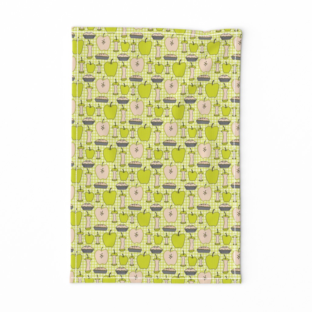 16-13P Yellow Green Apple Pie Gingham || Back to School Fruit Food Teacher Check American Lime Gray grey _Miss Chiff Designs