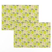 16-13P Yellow Green Apple Pie Gingham || Back to School Fruit Food Teacher Check American Lime Gray grey _Miss Chiff Designs