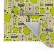 16-13P Yellow Green Apple Pie Gingham || Back to School Fruit Food Teacher Check American Lime Gray grey _Miss Chiff Designs