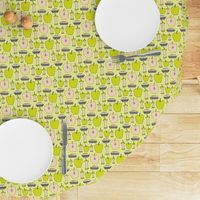 16-13P Yellow Green Apple Pie Gingham || Back to School Fruit Food Teacher Check American Lime Gray grey _Miss Chiff Designs