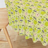 16-13P Yellow Green Apple Pie Gingham || Back to School Fruit Food Teacher Check American Lime Gray grey _Miss Chiff Designs