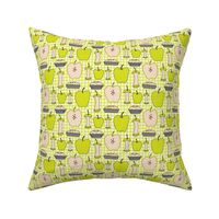 16-13P Yellow Green Apple Pie Gingham || Back to School Fruit Food Teacher Check American Lime Gray grey _Miss Chiff Designs