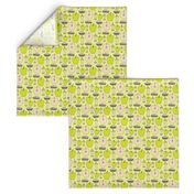 16-13P Yellow Green Apple Pie Gingham || Back to School Fruit Food Teacher Check American Lime Gray grey _Miss Chiff Designs