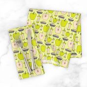 16-13P Yellow Green Apple Pie Gingham || Back to School Fruit Food Teacher Check American Lime Gray grey _Miss Chiff Designs