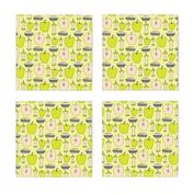 16-13P Yellow Green Apple Pie Gingham || Back to School Fruit Food Teacher Check American Lime Gray grey _Miss Chiff Designs