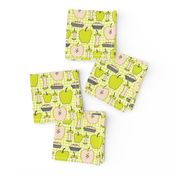 16-13P Yellow Green Apple Pie Gingham || Back to School Fruit Food Teacher Check American Lime Gray grey _Miss Chiff Designs