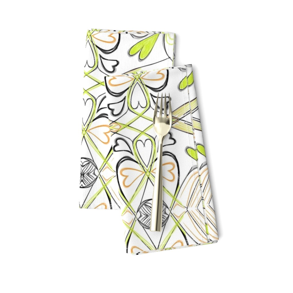 Floral Lime Green Flowers on White