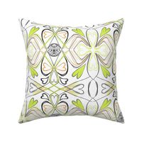 Floral Lime Green Flowers on White