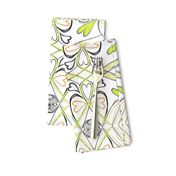 Floral Lime Green Flowers on White