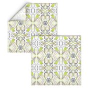 Floral Lime Green Flowers on White