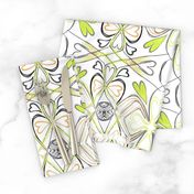 Floral Lime Green Flowers on White