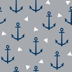 anchor nautical baby nursery grey and navy blue anchor fabric