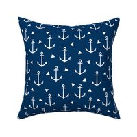 nautical anchors navy and white fabric classic ocean nautical fabrics