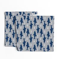 shark navy and grey fabric fish sharks navy fabric