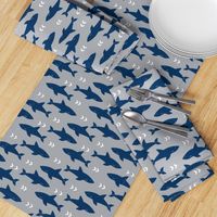 shark navy and grey fabric fish sharks navy fabric