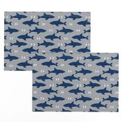 shark navy and grey fabric fish sharks navy fabric