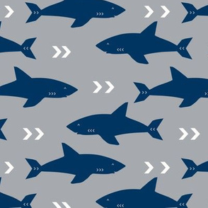 shark navy and grey fabric fish sharks navy fabric