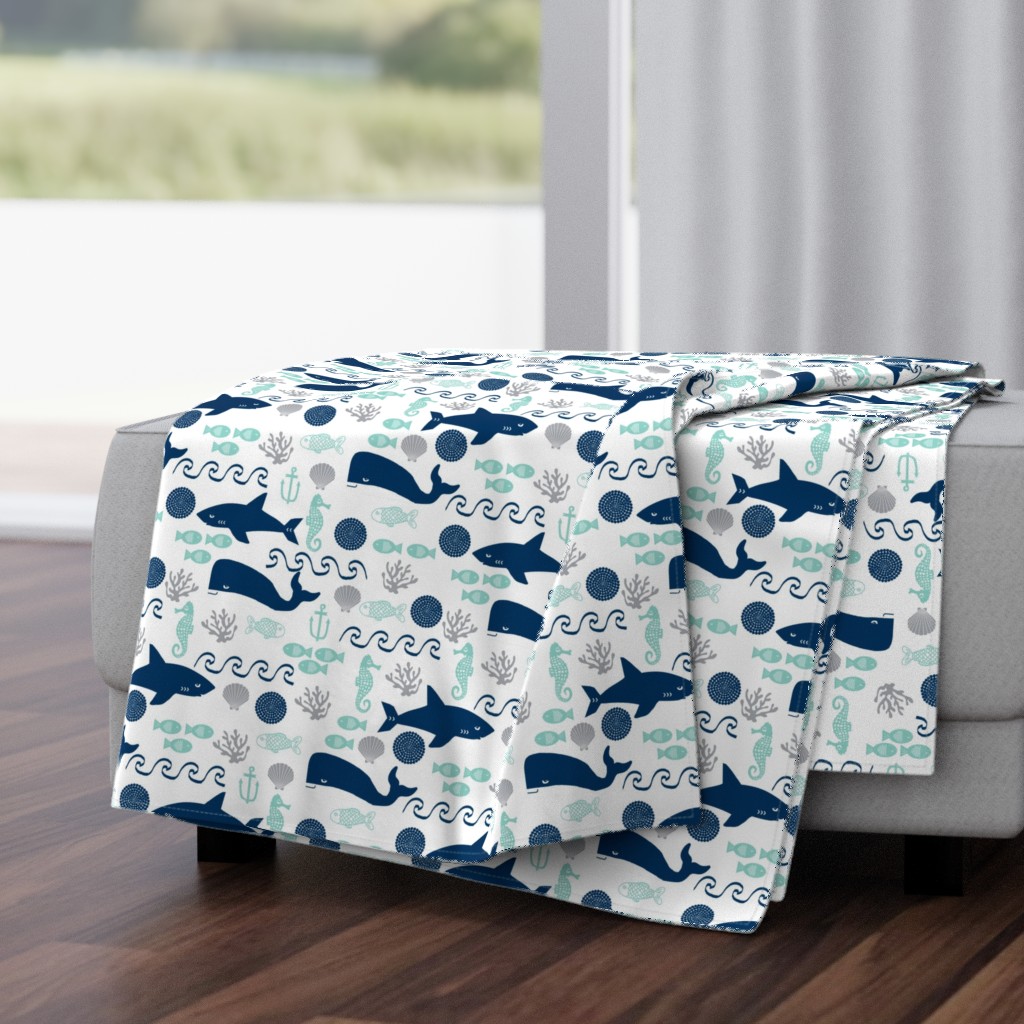 nautical fish and sharks fabric nautical ocean animals shark whale fabric